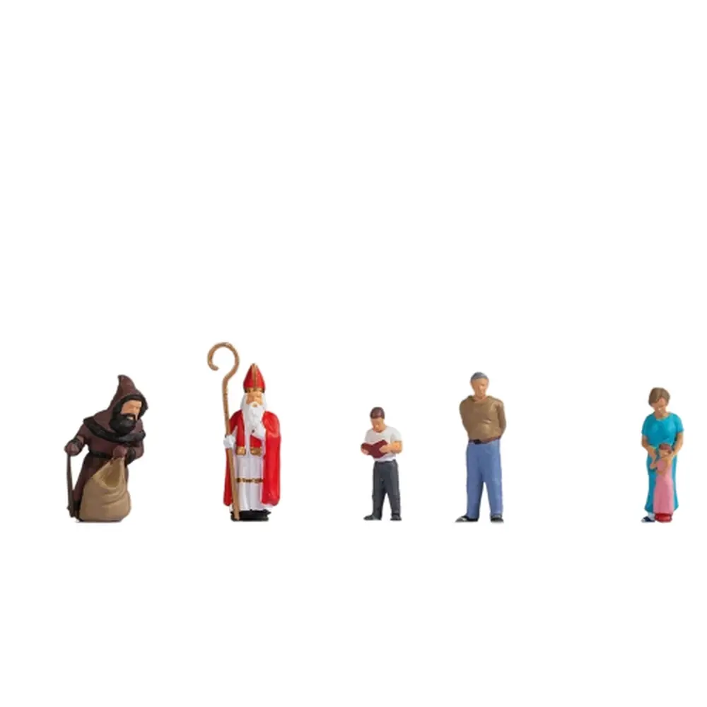 Lot de 6 personnages thème "Saint-Nicolas & père Fouettard" NOCH 15923 - HO 1/87