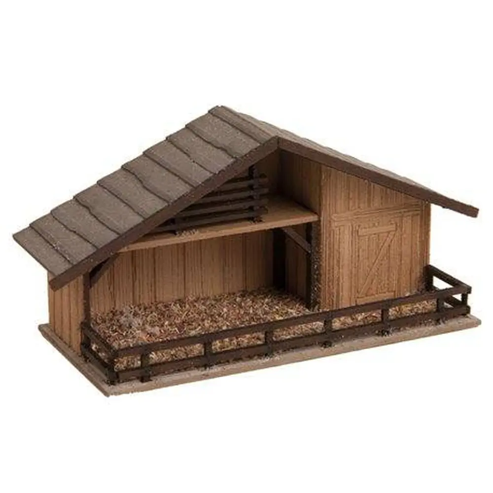 Crèche du marché de Noël & 8 figurines en bois - NOCH 14394 - HO 1/87 - 75x35x35 mm