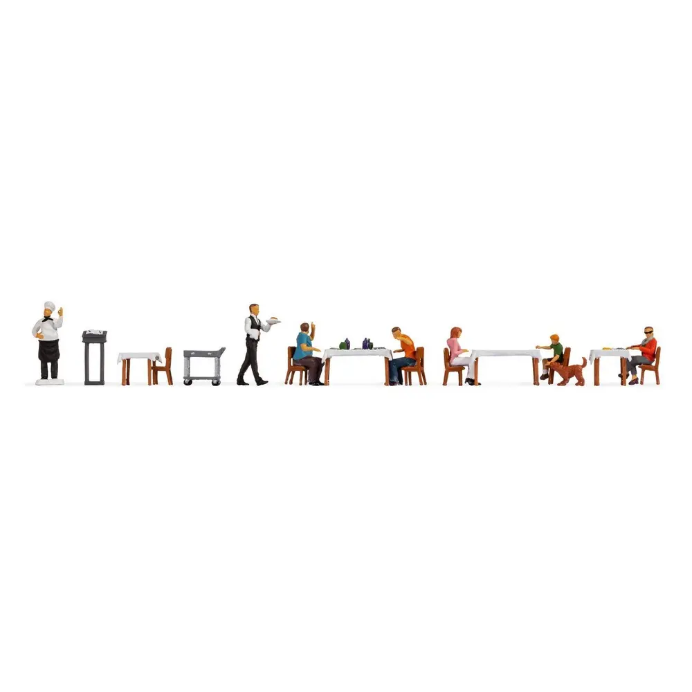 Lot de 6 personnages au restaurant avec accessoires - NOCH 16246 - HO 1/87