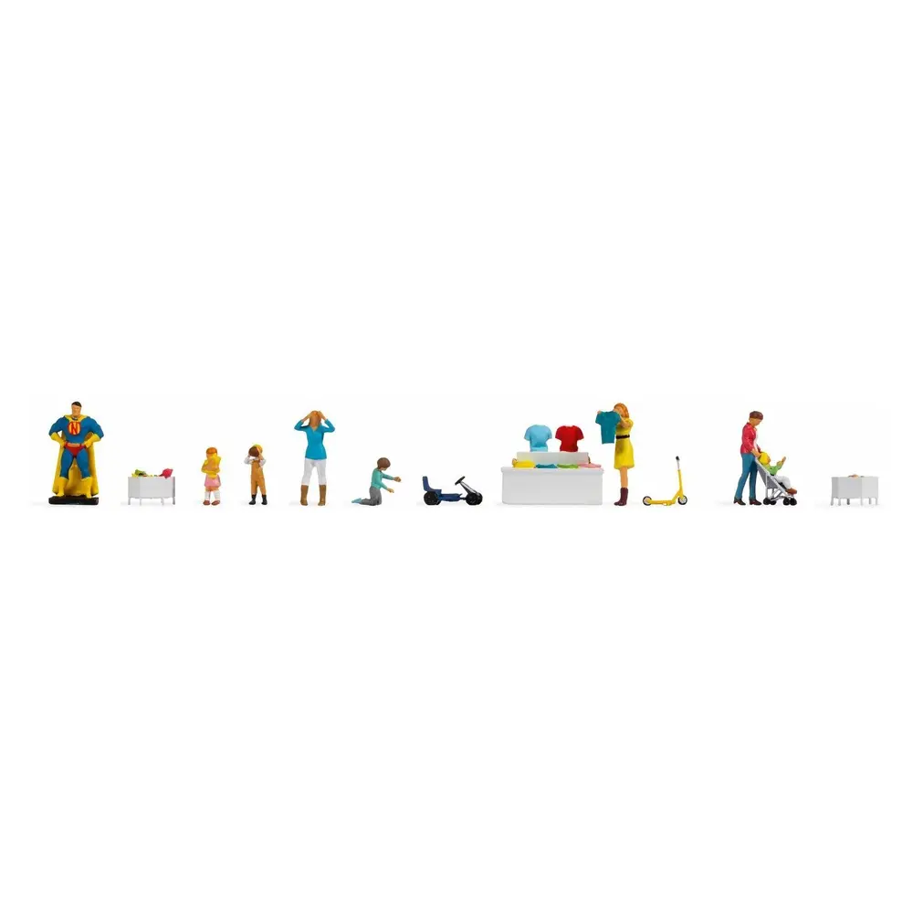 Lot de 6 personnages au magasin de jouet avec accessoires NOCH 16240 - HO 1/87