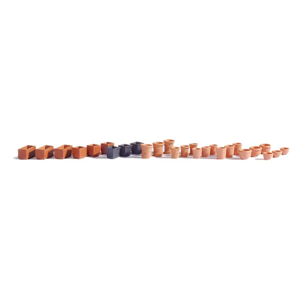 Pack de 27 pots et bacs à fleurs miniatures Noch 14885 - HO 1/87