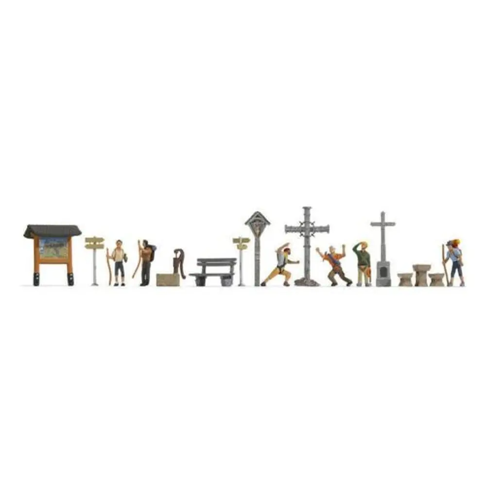 Pack de 6 personnages avec accessoires de montagne NOCH 16210 - HO 1/87
