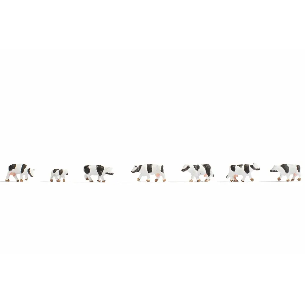 Pack de 7 vaches noires et blanches NOCH 44250 - Z 1/220 -