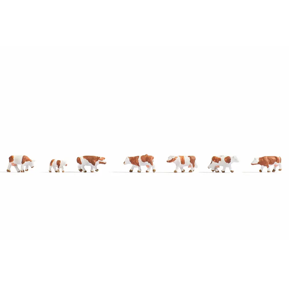 Pack de 7 vaches brunes et blanches NOCH 44251 - Z 1/220 -