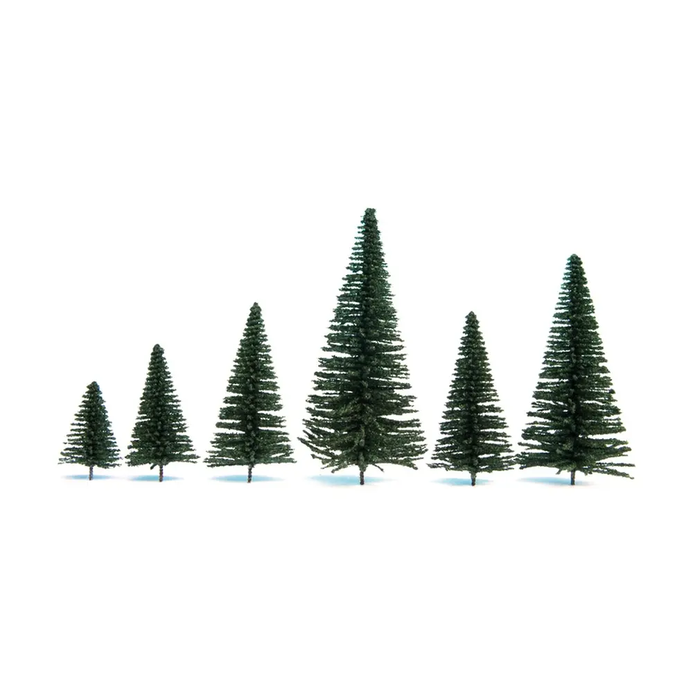 Pack de 10 sapins miniatures Noch 26930 - HO / TT - 50 à 140 mm