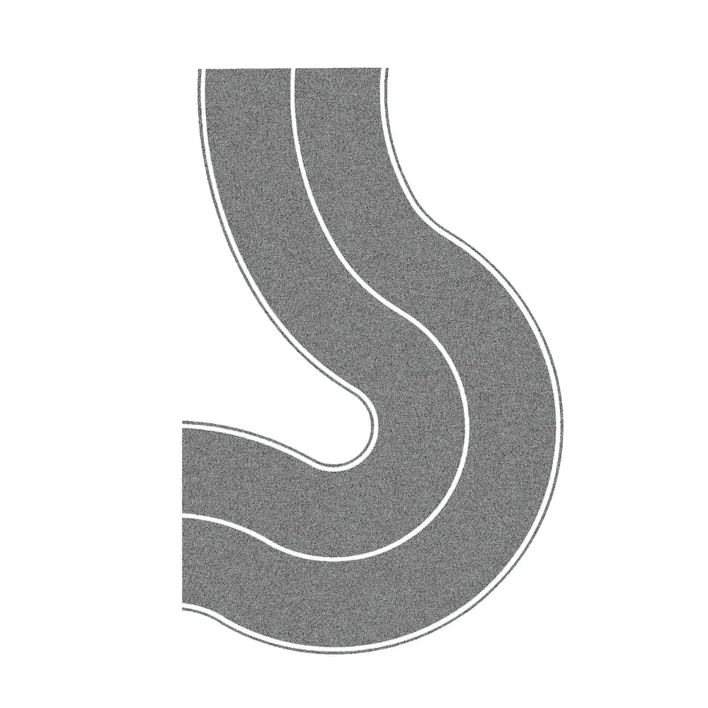 2 Routes Nationales - Virage - Gris - NOCH 60704 - Échelle HO - Largeur 80 mm