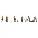 Lot 7 personnages "Entretien du jardin" & accessoires NOCH 15598 HO 1/87