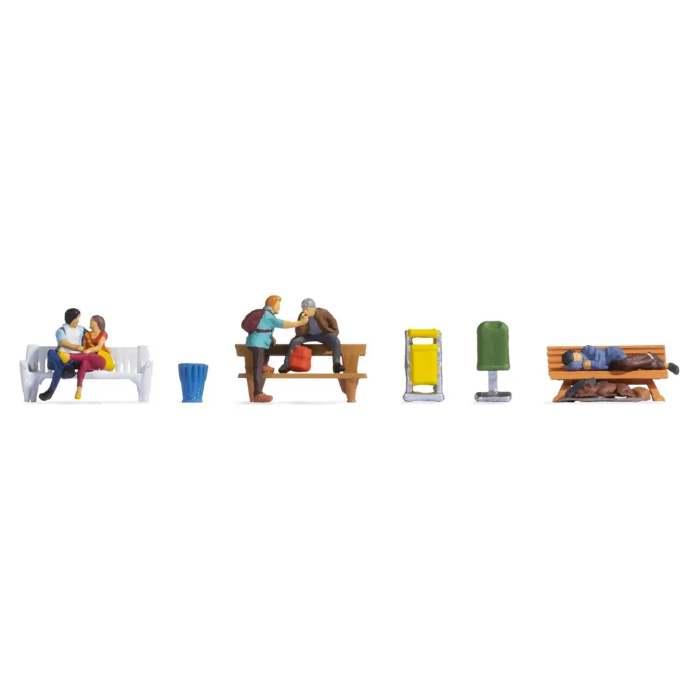 Personnages miniatures au parc, avec accessoires - Noch 15238 - HO 1/87