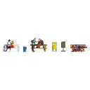 Personnages miniatures au parc, avec accessoires - Noch 15238 - HO 1/87