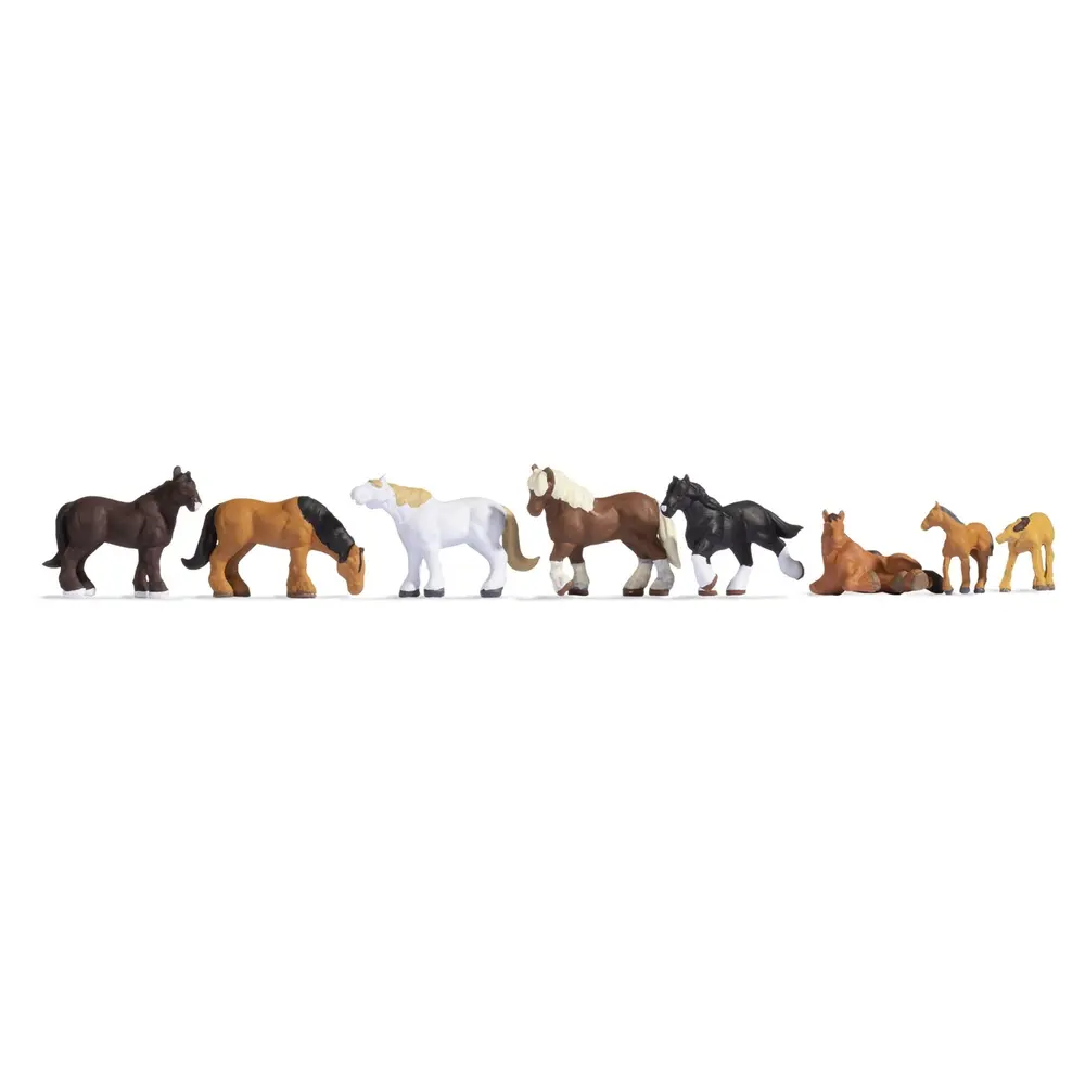 Pack de 8 chevaux de trait NOCH 15762 - HO : 1/87ème
