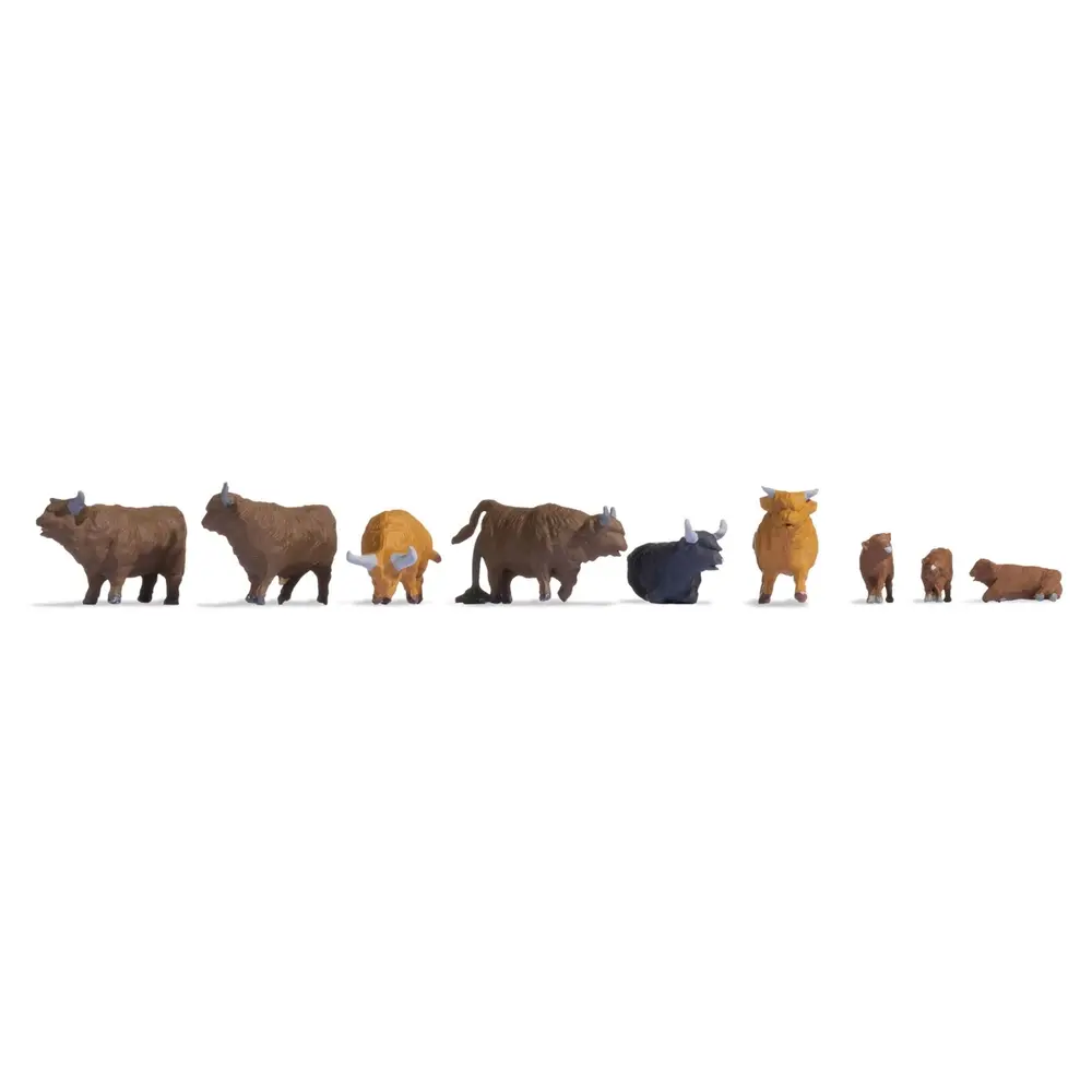 Pack de 9 vaches type Highland NOCH 15728 - HO 1/87