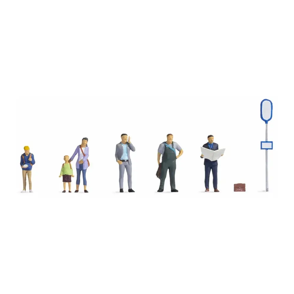 Pack de 6 voyageurs à l'arrêt de bus NOCH 15246 - HO : 1/87ème