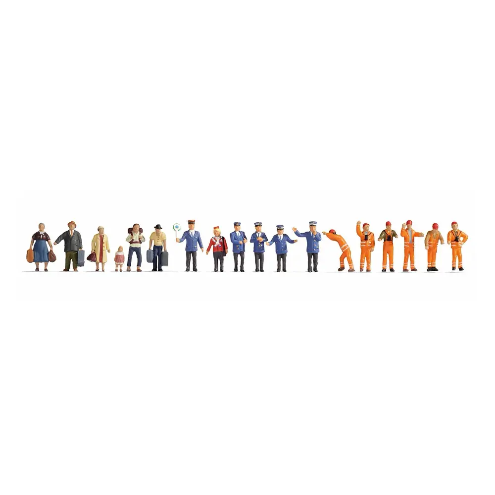 Pack XL 18 Figurines "À la gare" NOCH 16122 - HO 1/87ème