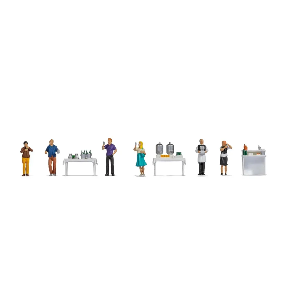 Lot de 6 Personnages + Accessoires - Au Buffet - Noch 16275 - HO : 1/87