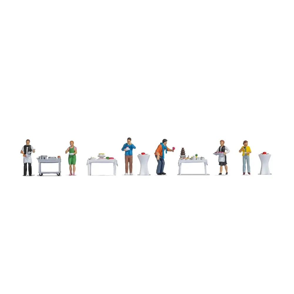 Lot de 6 personnages au buffet - Noch 16277 - HO 1/87