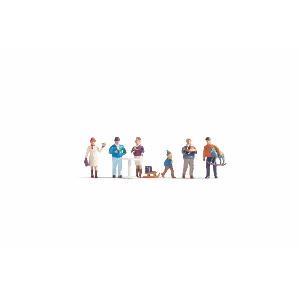 6 figurines au marché de Noël - Noch 36926 - Echelle N 1/160