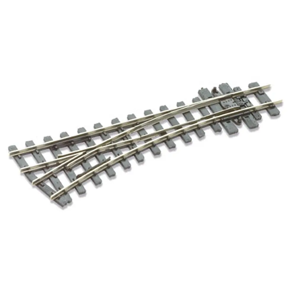 Aiguillage à gauche HOe longueur 125mm, rayon 304mm, angle 19.5°, avec coeur polarisé (electrofrog), code 80