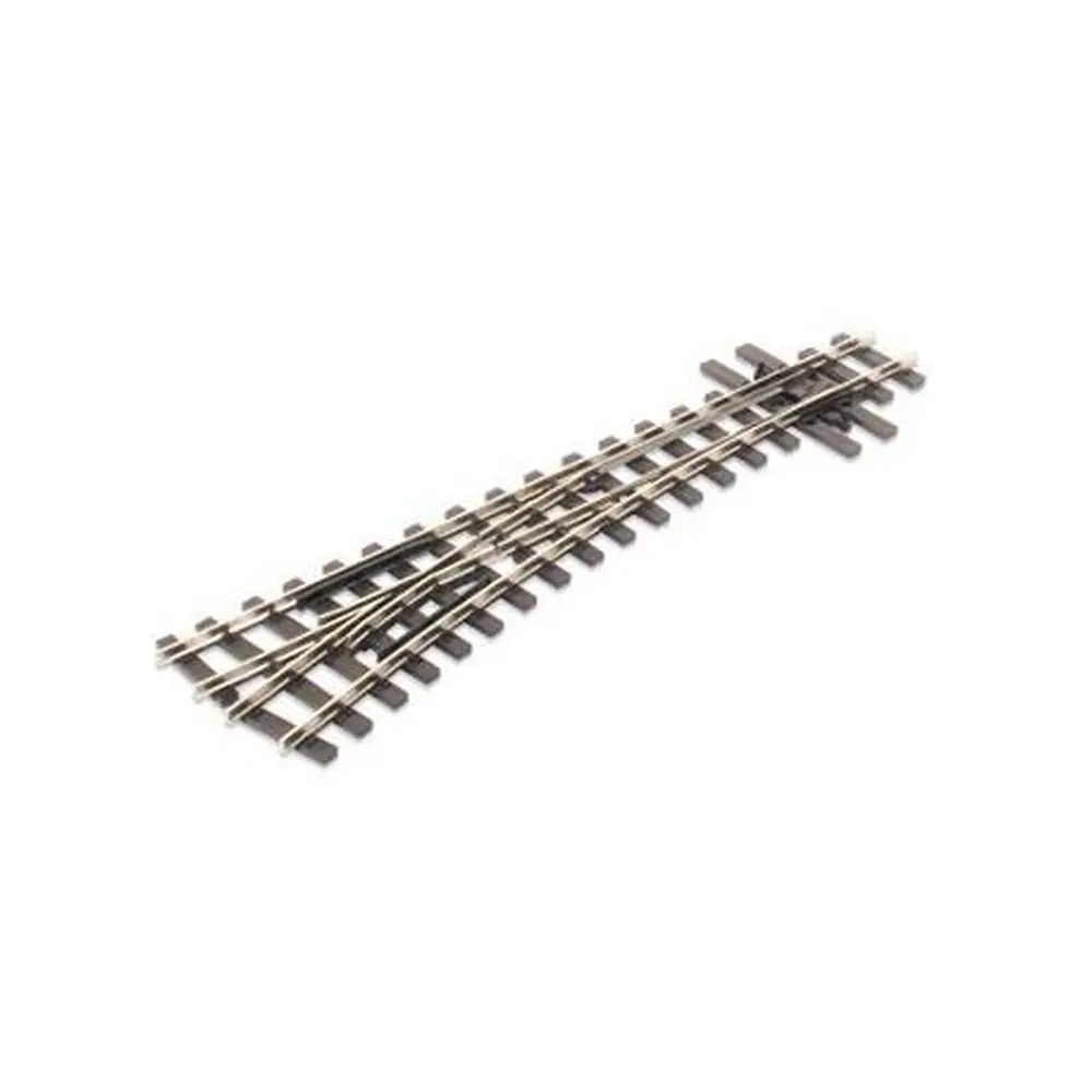 Aiguillage à gauche HOe longueur 143mm, rayon 457mm, angle 14°, avec coeur polarisé (electrofrog), code 80