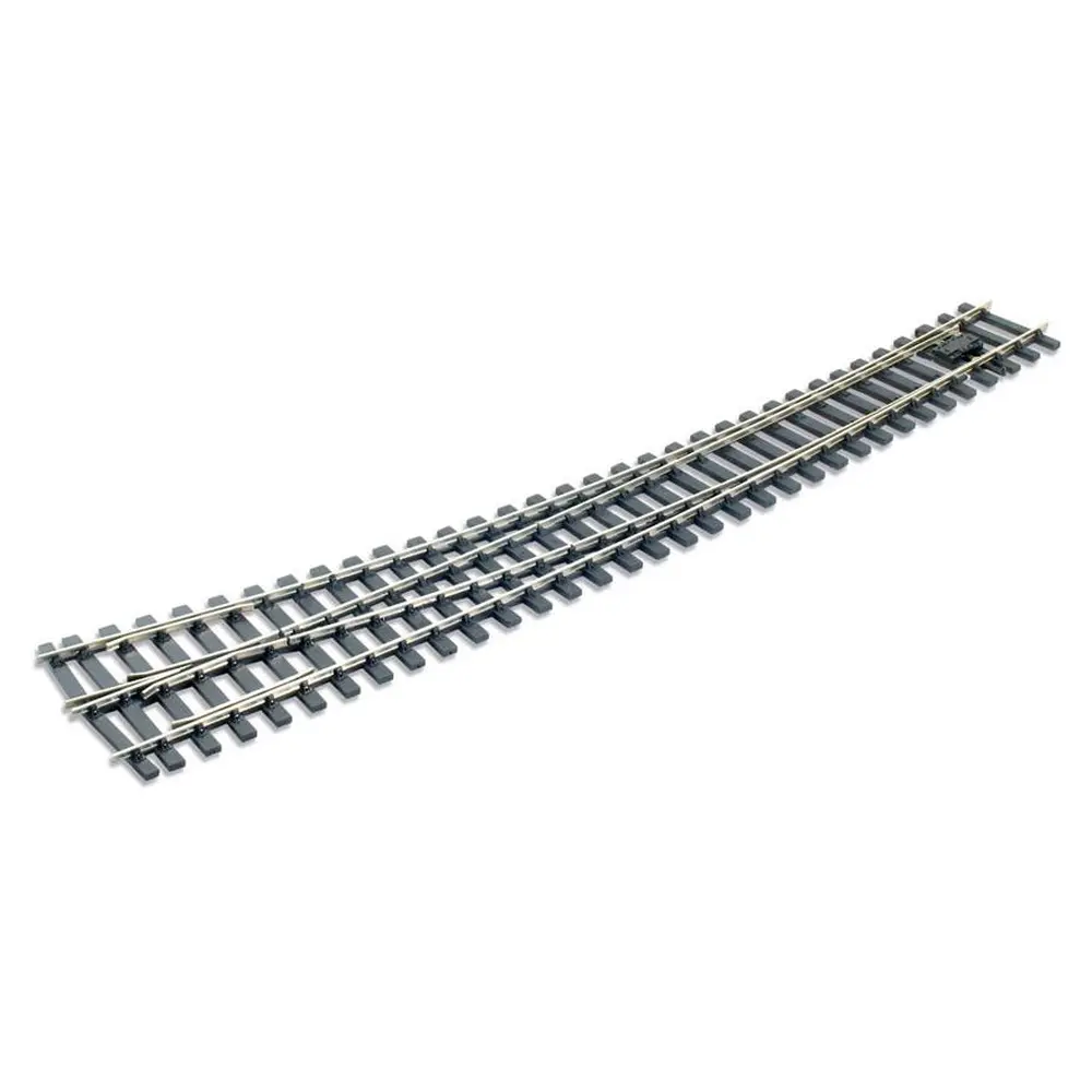 Aiguillage courbe à droite, longueur 516mm, angle 8°, rayons 3098mm et 1727mm, avec coeur polarisé (electrofrog), code 124