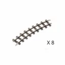 8 rails courbes, 22,5°, code 80, rayon 228mm - Peco ST403 - HOe 1/87 - 2R