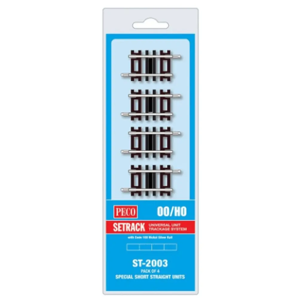 4 rails droits 41 mm Peco ST2003 - HO : 1/87 - Code 100