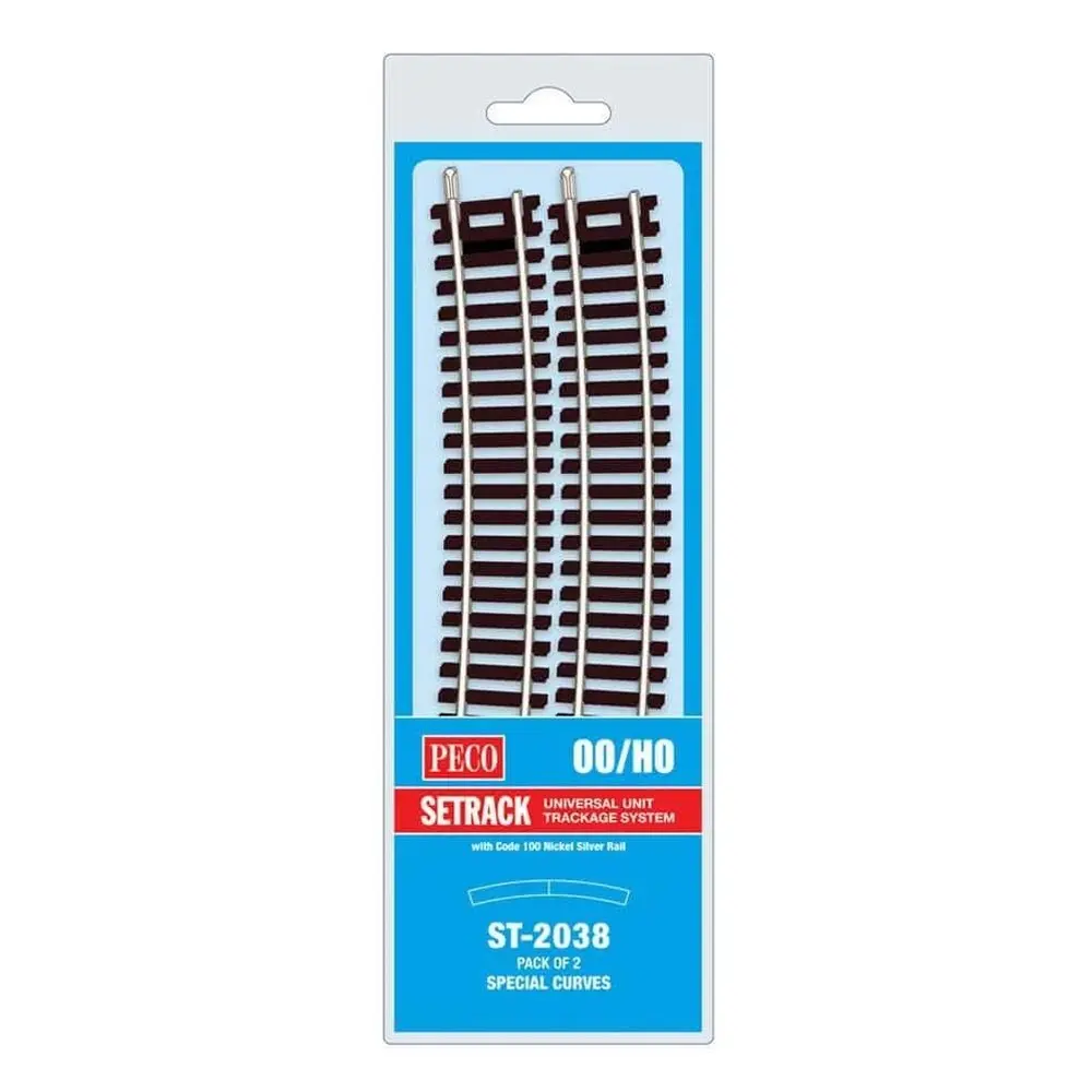 Lot de 2 rails courbes rayon 571,5 mm 11,25° Peco ST2038 - HO : 1/87 - Code 100