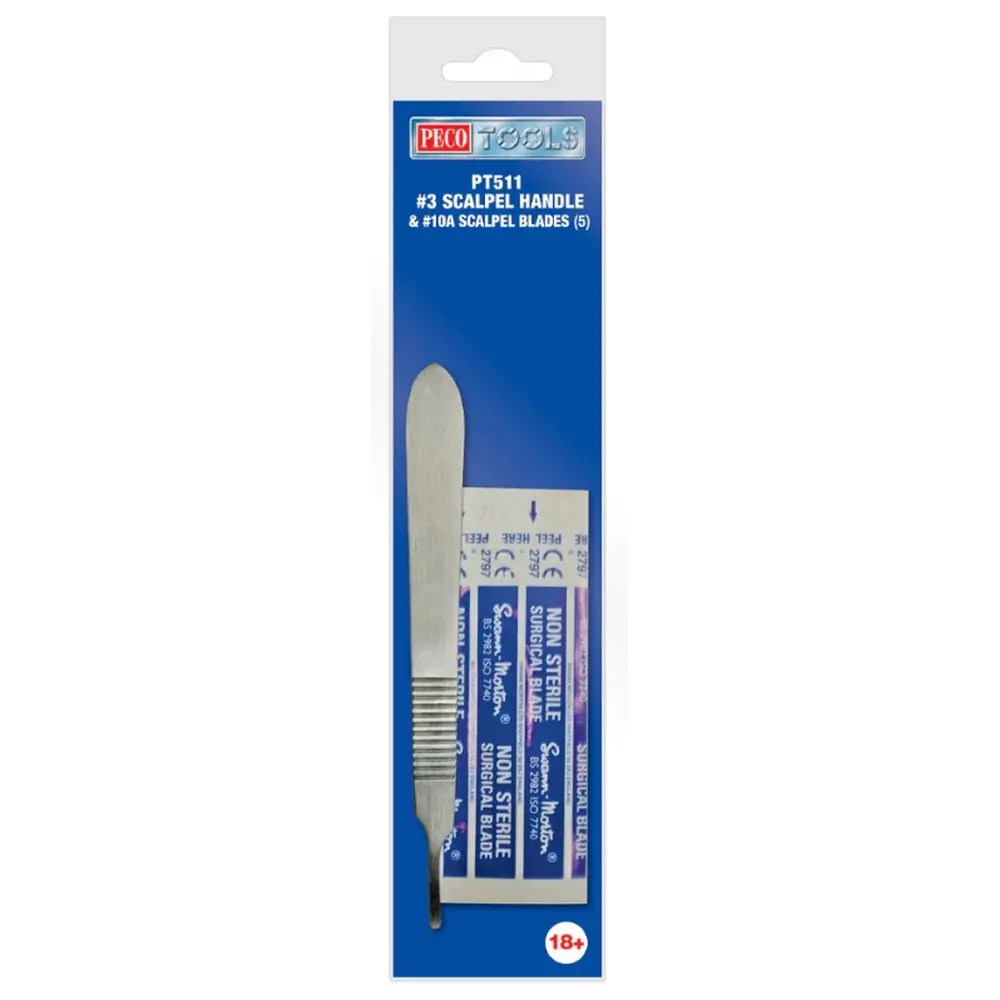 Manche de scalpel n° 3 et lames de scalpel 10A (5) - Peco PT511