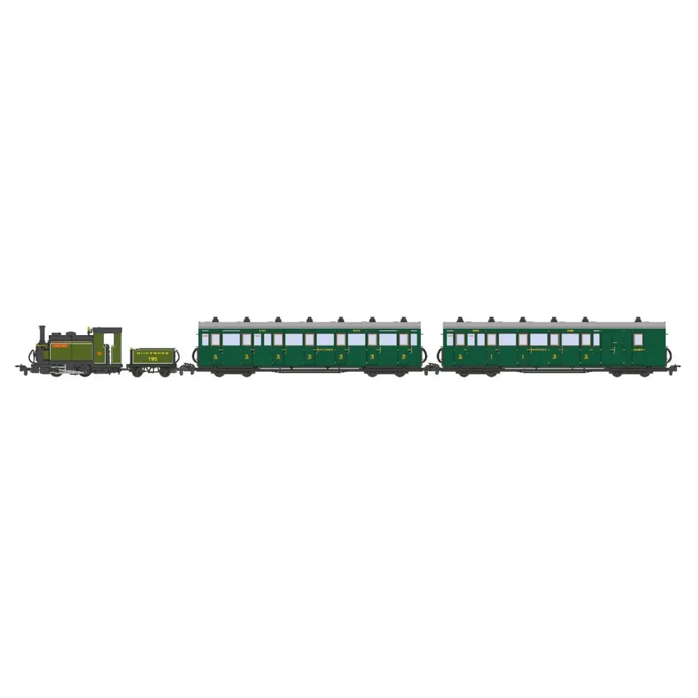 Locomotive à vapeur « Exmoor Pony » et voiture édition spéciale pack train de voyageurs - Peco GR1003 - OO 1/76 - Analogique