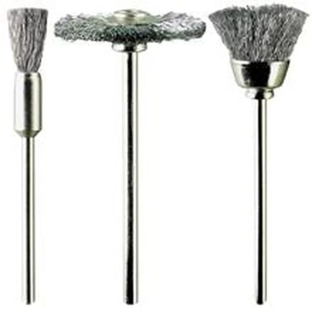 Set 3 brosses en acier - PG Mini 4020 - Diamètres 5, 12 et 21mm