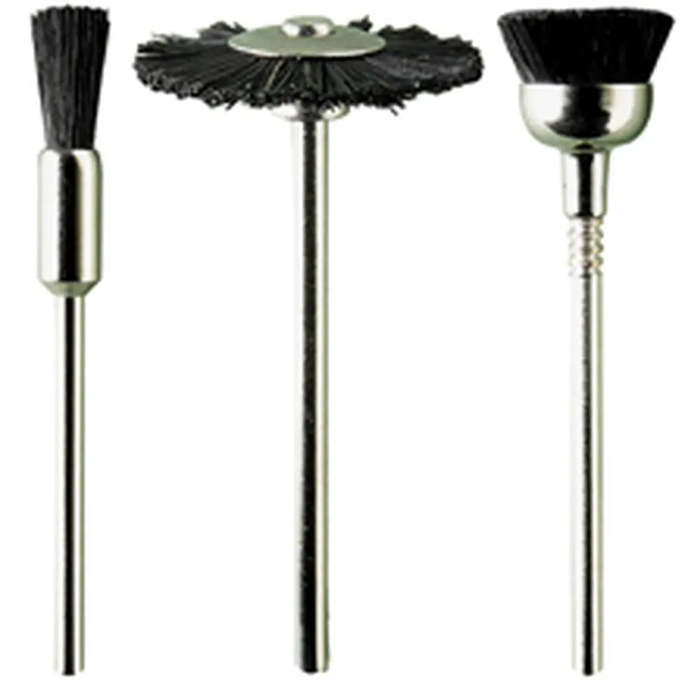 3 brosses à poils noirs, diamètre 5, 12, 21mm - PG Mini 4120