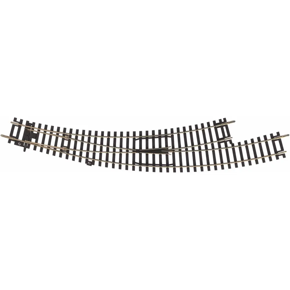 Aiguillage courbe Gauche R3-R4 - Traverses Bois 15° PIKO 55227 | HO 1/87 | Code 100