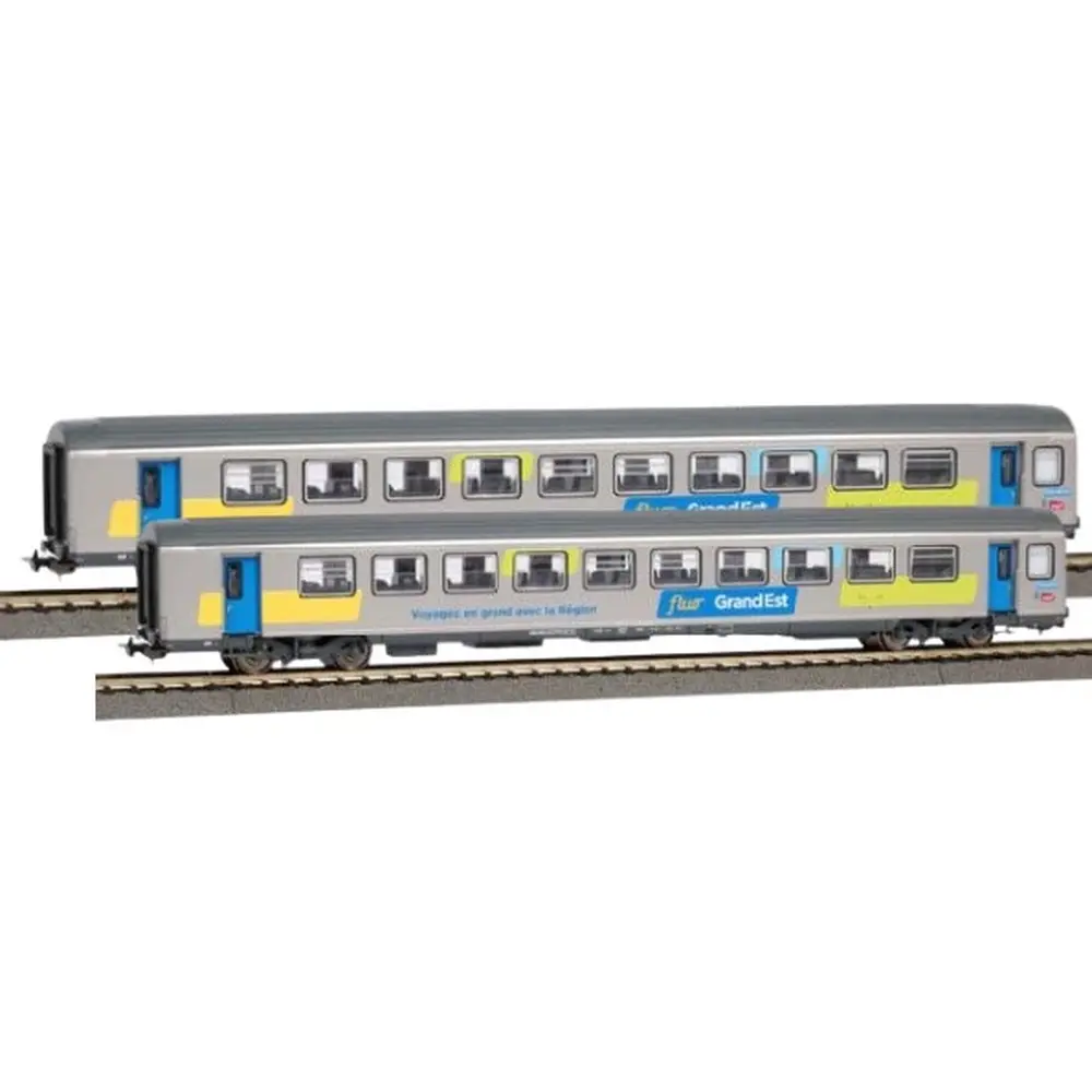 Set de 2 voitures Corail Vtu Fluo Grand Est - Piko 97312 - HO 1/87 - SNCF - EP VI - 2R