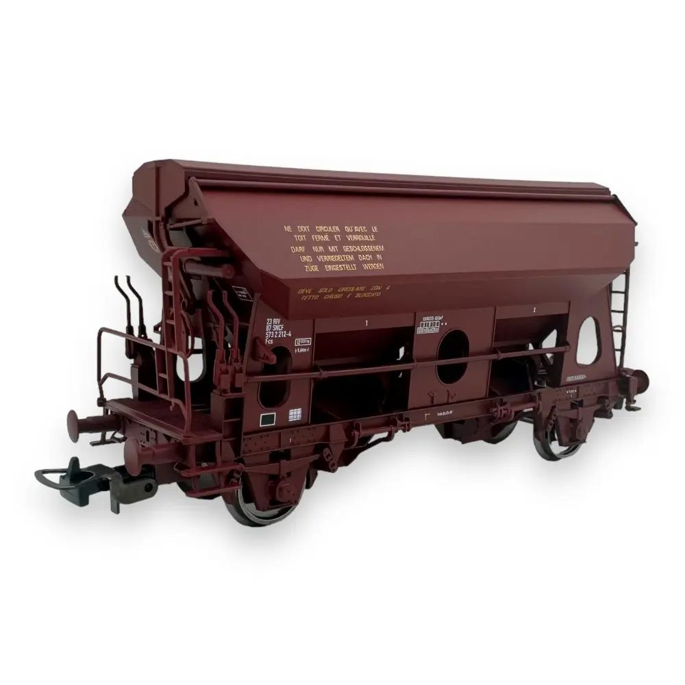 Wagon trémie couvert à 2 essieux brun - Piko 97137 - HO 1/87 - SNCF - Ep V - 2R