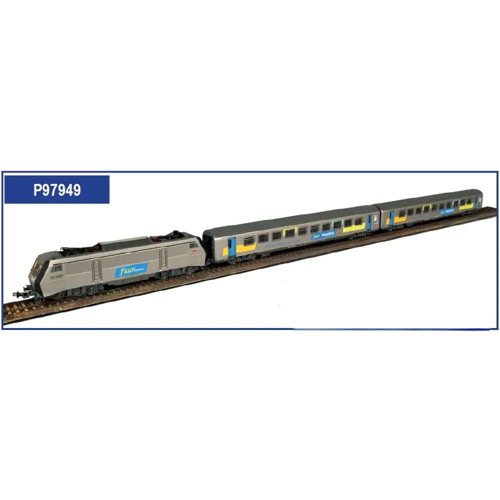 Coffret BB 26000 Fluo Grand Est + 2 voitures Corail Fluo Grand Est - Piko 97949 - HO 1/87 - SNCF - Ep VI - Analogique - 2R