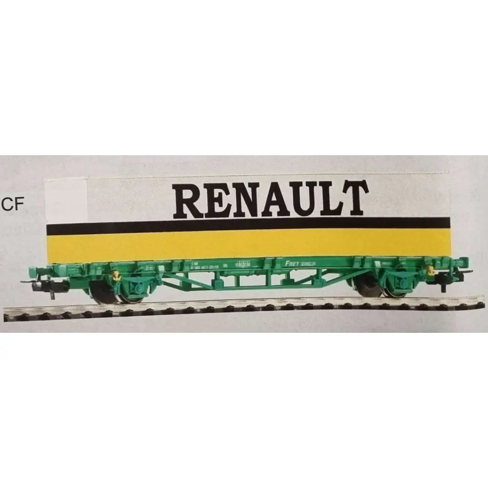 Wagon plat 2 essieux avec container 40’ Renault - Piko 97166 - HO 1/87 - SNCF - Ep. V