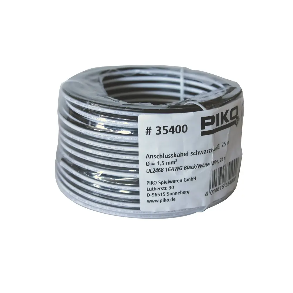 Bobine de câble noir/blanc 1.5mm² - 25 mètres - Piko 35400 - G 1/22.5