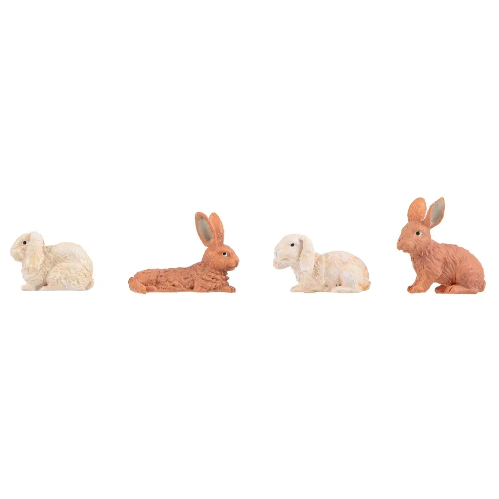 Pack de 4 Lapins - Figurine - POLA G 331551 - Blanc / marron - Échelle universelle