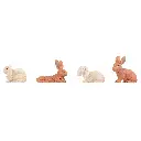 Pack de 4 Lapins - Figurine - POLA G 331551 - Blanc / marron - Échelle universelle