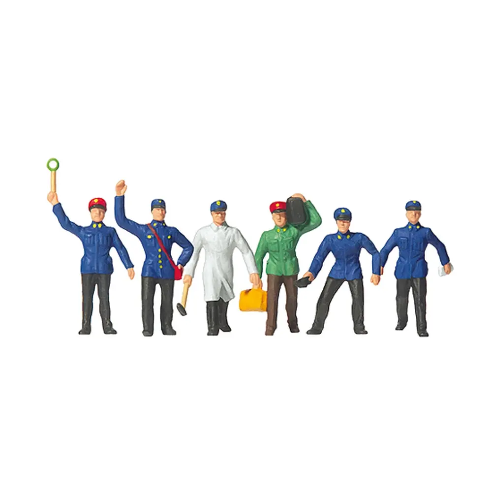 Lot de 6 employés / personnels de gare PREISER 10010 - HO 1/87