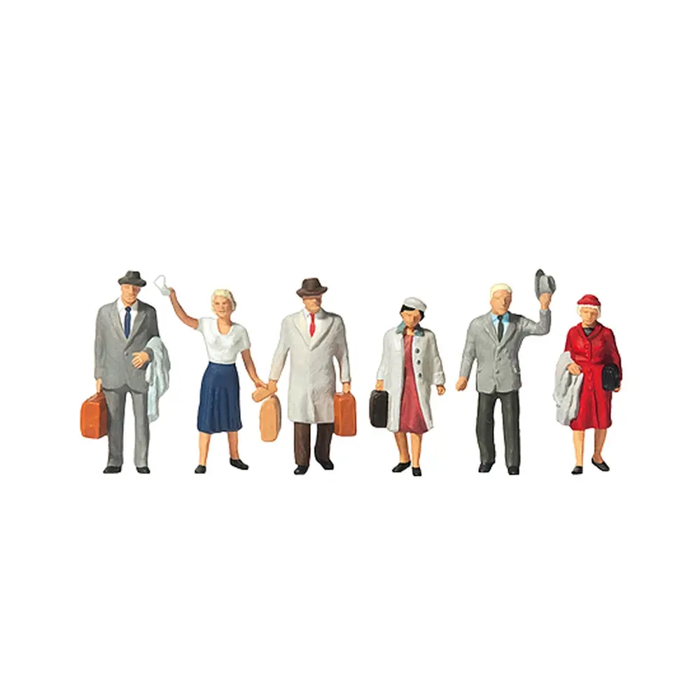 Lot de 6 passagers / voyageurs avec bagages PREISER 10020 - HO 1/87