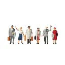 Lot de 6 passagers / voyageurs avec bagages PREISER 10020 - HO 1/87