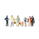 Lot de 6 Voyageurs et 1 Contrôleur - Figurine - PREISER 10029 - Échelle HO 1/87