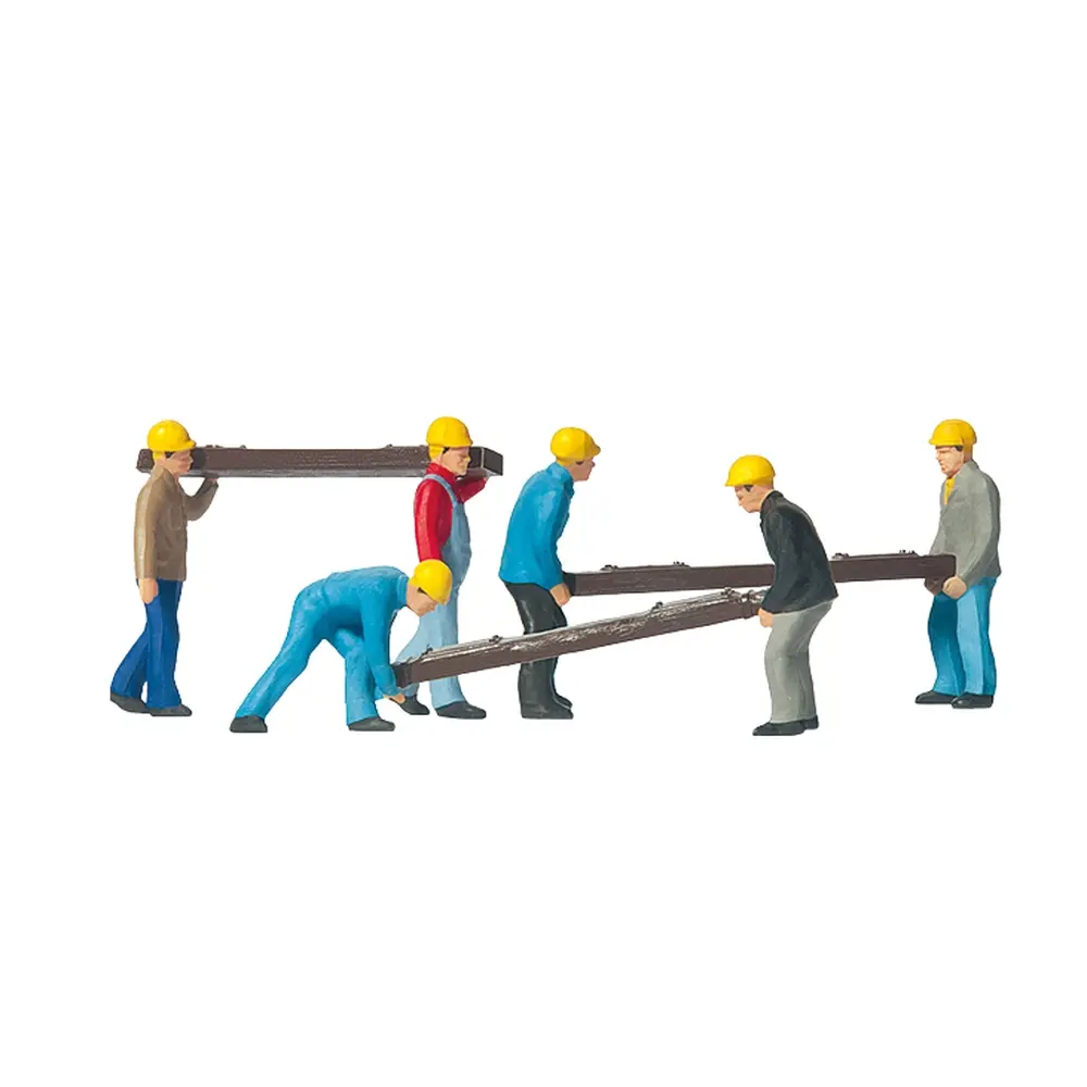 Pack de 6 Poseurs de traverses - Figurine - PREISER 10034 - Échelle HO : 1/87ème