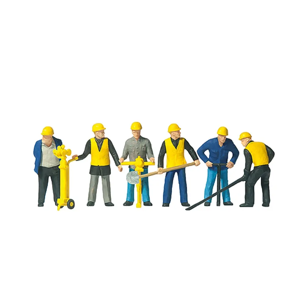 Pack de 6 Personnages - Groupe de maintenance - Figurine - PREISER 10035 - Échelle HO : 1/87ème