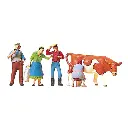 Pack de 4 Fermiers et 1 vache - Figurine - PREISER 10044 - Échelle HO : 1/87ème