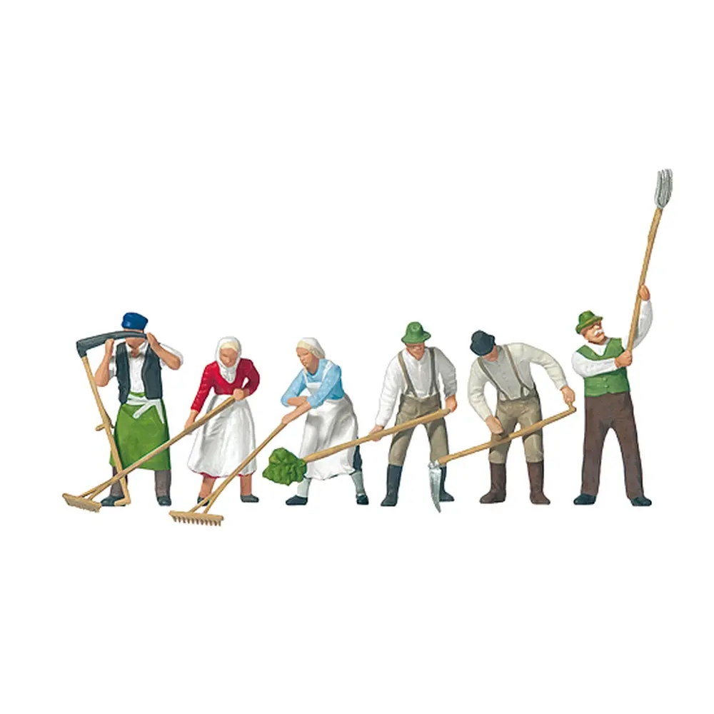 Pack de 6 Récolteurs de foins - Figurine - PREISER 10045 - Échelle HO : 1/87ème