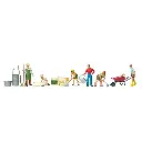 Pack de 6 Jardiniers et Accessoires - Figurine - PREISER 10046 - Échelle HO 1/87