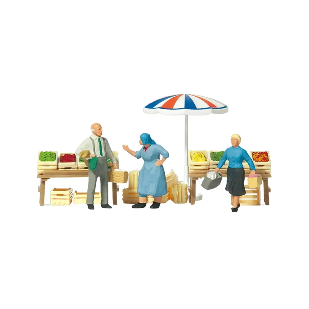 Pack de 3 Personnages au marché - Figurine - PREISER 10056 - Échelle HO : 1/87ème