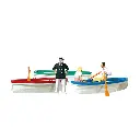Pack de 3 Personnages avec 3 Barques - Figurine - PREISER 10072 - Échelle HO 1/87