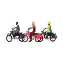 Pack de 3 Motocyclistes sur Hercules - Figurine - PREISER 10081 - Échelle HO : 1/87ème